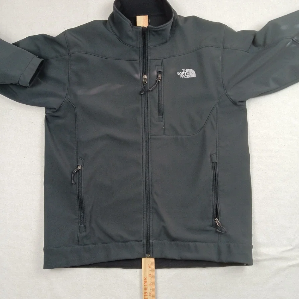 North Face Mens Fleece Lined‎ Full Zip Softshell Black Jacket TNF APEX L - FLAWS